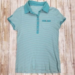 Lands' End Short Sleeve Striped Polo.